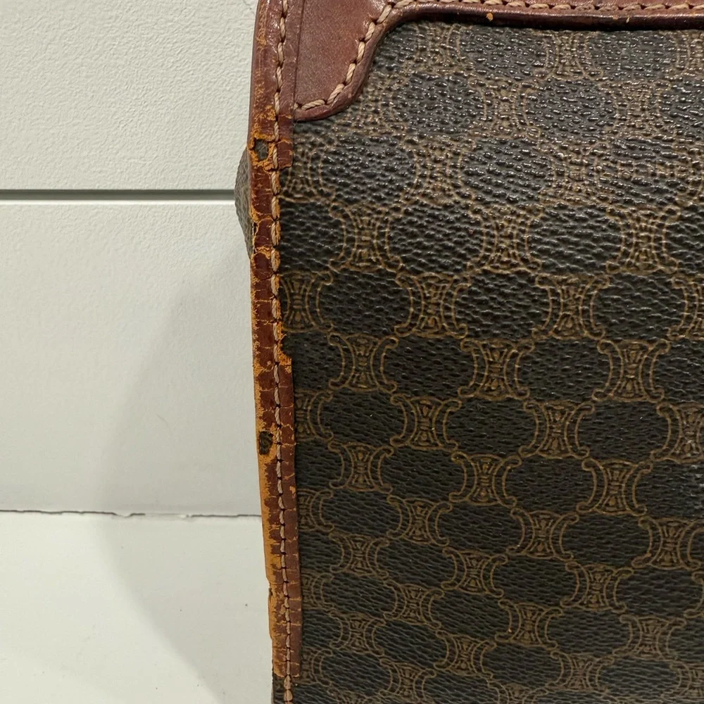 Celine Clutch Bag Purse Macadam PVC Brown Authentic - Picture 3 of 12